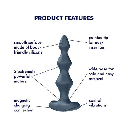 The black 'Satisfyer Lolli Plug 1' vibrating anal plug, a smooth, ergonomic design.