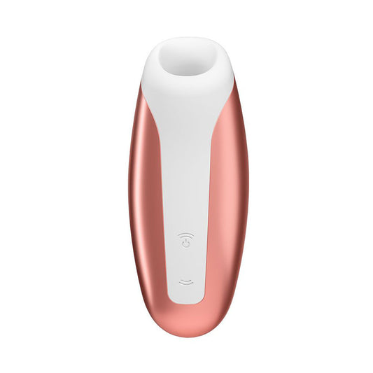 Copper-coloured clitoral massager from Satisfyer Pro, featuring a sleek, curved design for intimate stimulation.