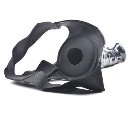 Black strap-on dildo with harness, a fun and kinky toy for pleasure.