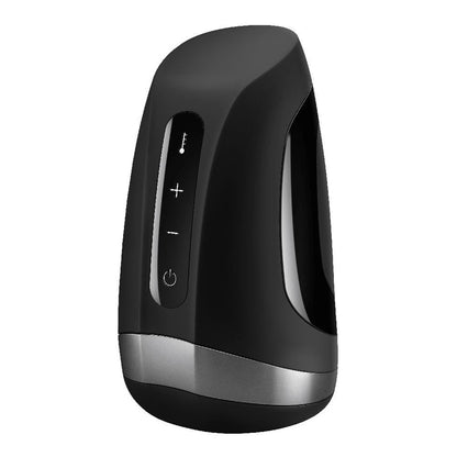 The Satisfyer Men Heat And Vibration Masturbator, a dark grey pleasure device for gentlemen.