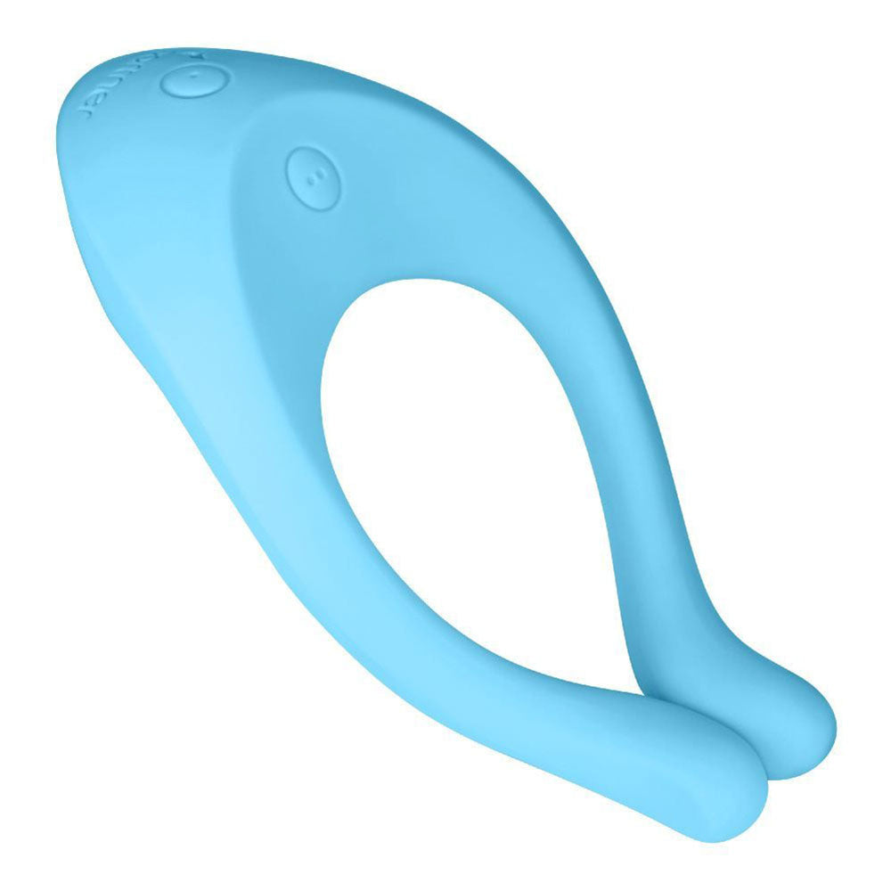 Light blue Satisfyer Partner Multifun Endless Love vibrator for couples, showcasing its sleek design.