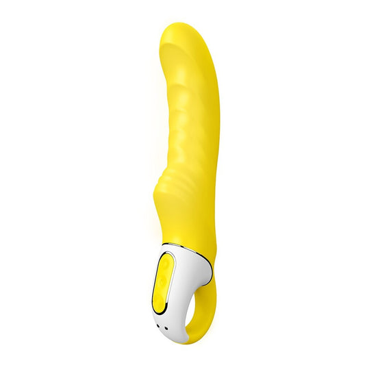 Vibrant yellow g-spot vibrator from Satisfyer Pro, designed for sunny pleasure and internal stimulation.
