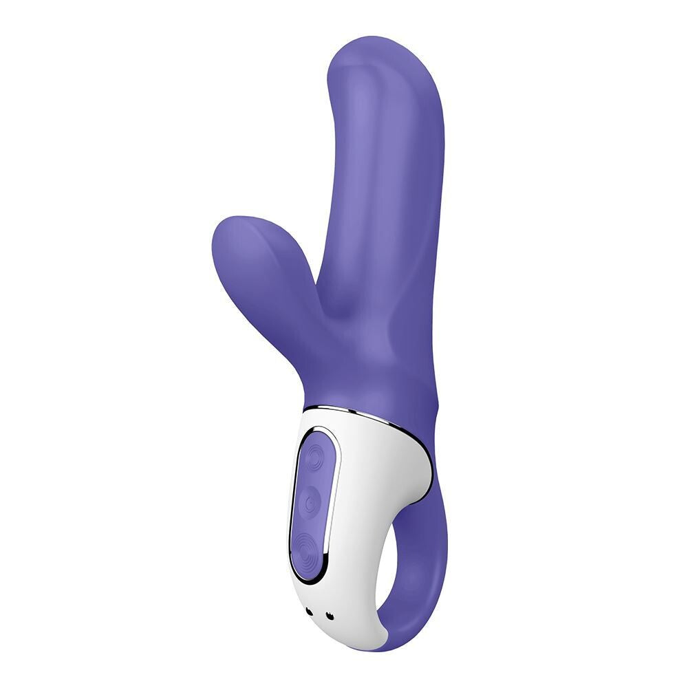 Close-up of a pink, bunny-shaped vibrator with a smooth finish for g-spot stimulation.