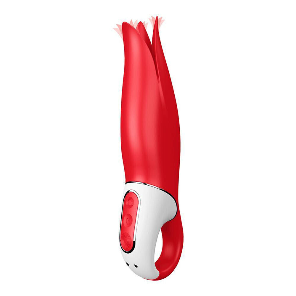 Close-up of the Satisfyer Power Flower vibrator, a clitoral stimulator in a floral design.