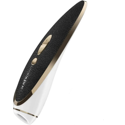 The Satisfyer Luxury Haute Couture clitoral massager in a smooth, sleek design for intimate pleasure.