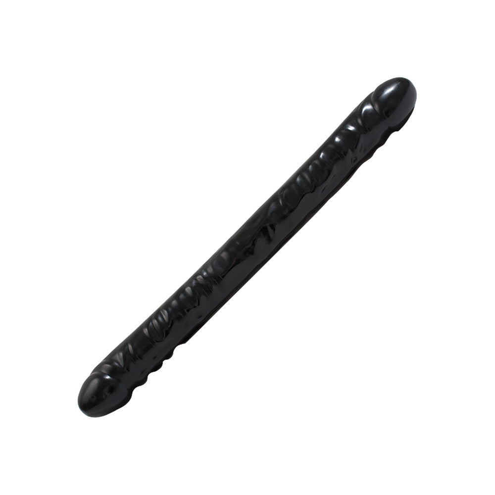 Doc Johnson double header 18 inch dildo in black with veined realistic texture