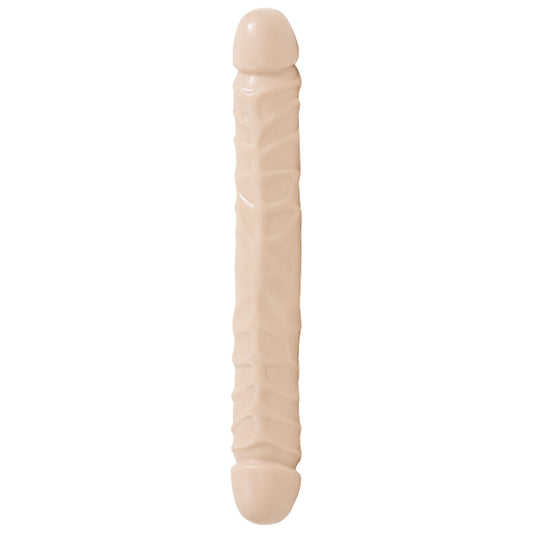Doc Johnson Jr veined double ended dildo, 12 inches, flesh-coloured, for shared pleasure