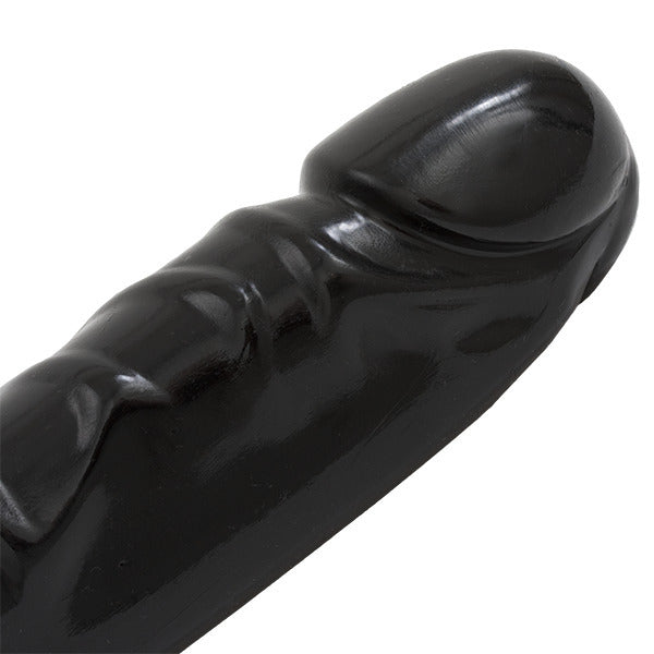 Doc Johnson jr veined double header, a 12 inch black bender dong.