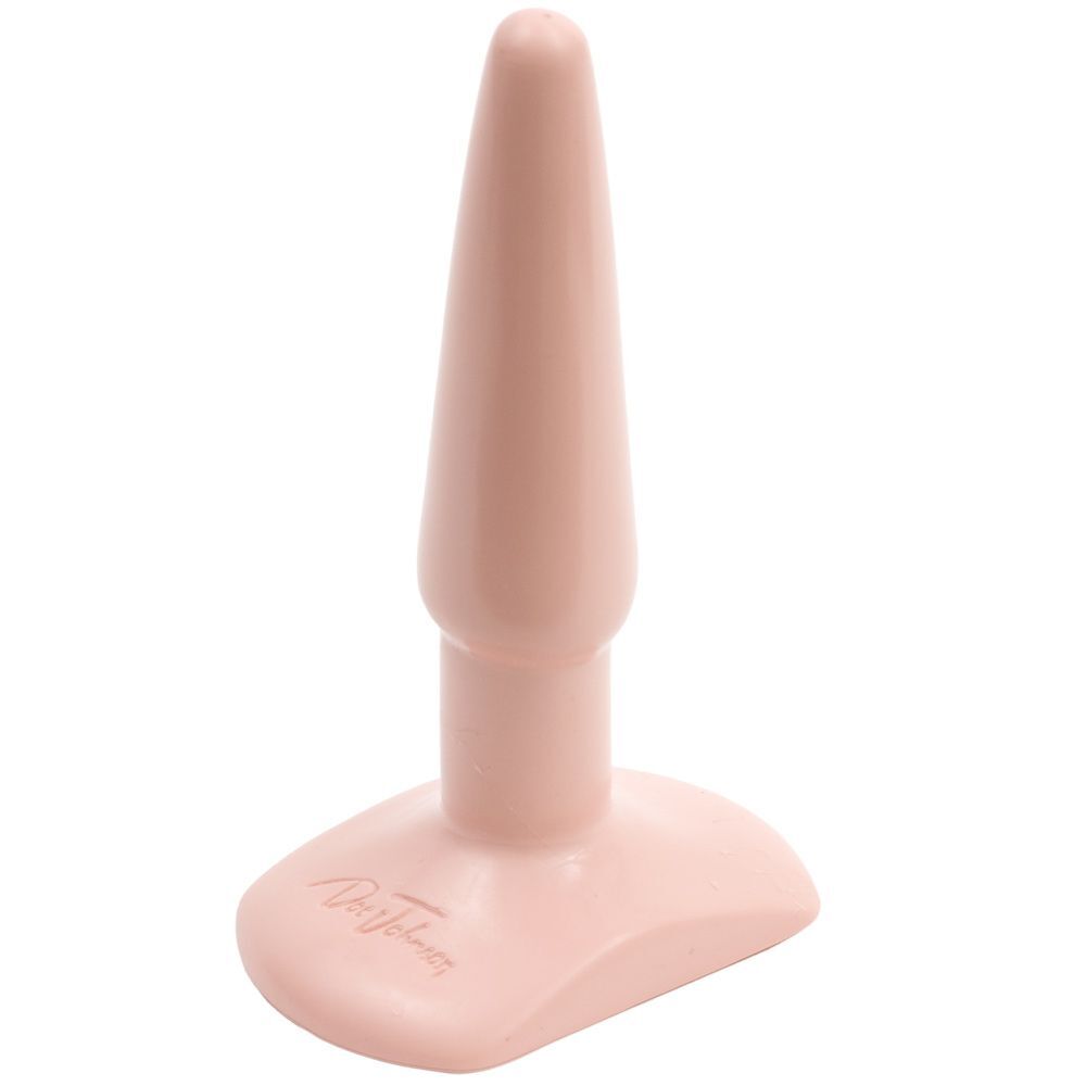 Small flesh pink smooth butt plug by doc johnson for anal play