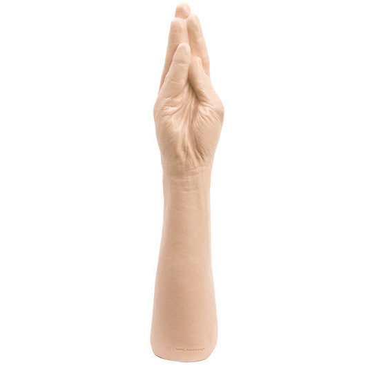 Doc Johnson's The Hand realistic, 16-inch beige dildo with a lifelike finish.
