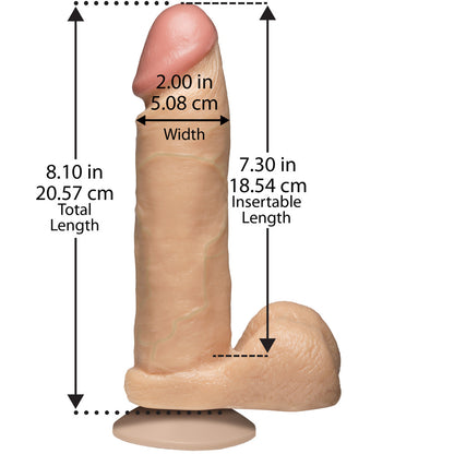 Flesh pink, eight-inch realistic dildo from Doc Johnson, a lifelike pleasure toy.