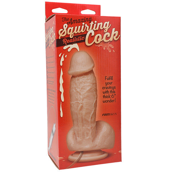 A realistic-looking, flesh-toned dildo with a special squirting function for added pleasure.