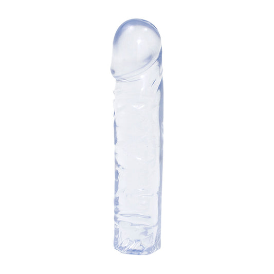 Clear crystal jelly eight inch dong, a realistic penis dildo by doc johnson.