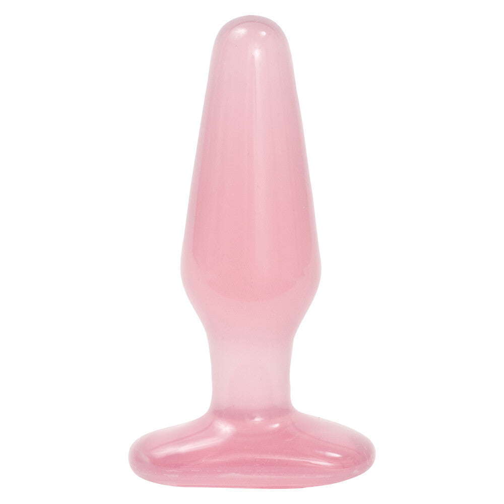 Medium pink crystal jelly butt plug by doc johnson, a textured pleasure toy.