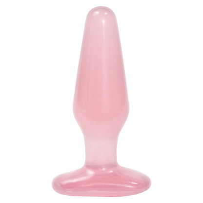 Medium pink crystal jelly butt plug by doc johnson, a textured pleasure toy.