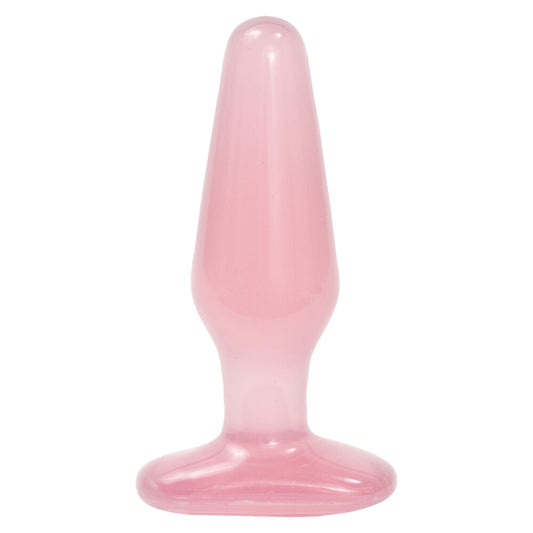Medium pink crystal jelly butt plug by doc johnson, a textured pleasure toy.