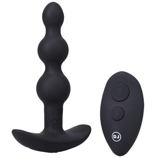 Doc Johnson vibrating silicone anal plug with remote control, for pleasurable sensations.