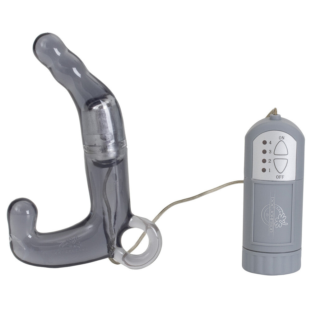 Doc Johnson pleasure wand prostate massager, purple, textured, for internal pleasure and exploration.