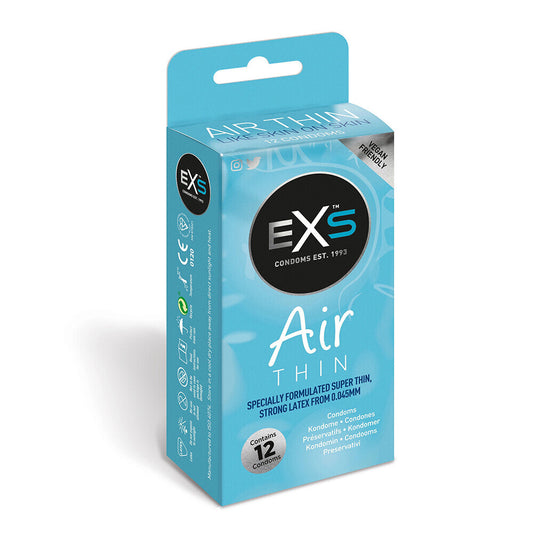 Exs Air Thin Condoms, a 12 pack of ultra thin latex protection for pleasure.