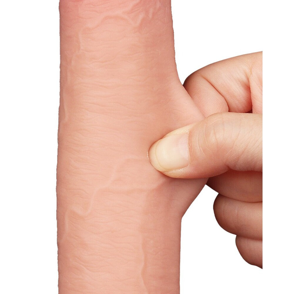 Lovetoy 9-inch realistic dildo with bendable core and smooth, skin-like finish.