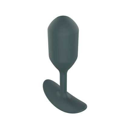 Weighted metal butt plug with a bulbous shape, designed for pleasurable anal stimulation.