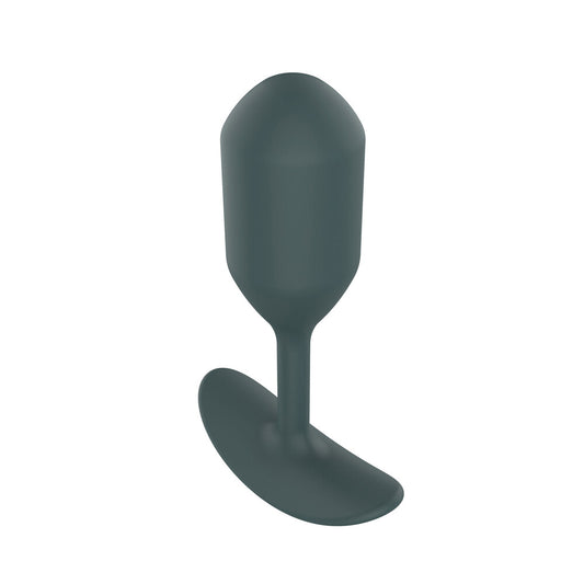 Weighted metal butt plug with a bulbous shape, designed for pleasurable anal stimulation.
