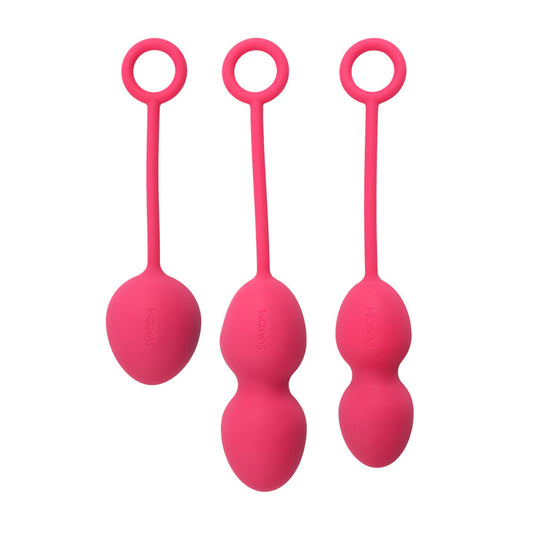 Svakom nova kegal exercise balls in a smooth, blush pink silicone for pelvic floor fitness.