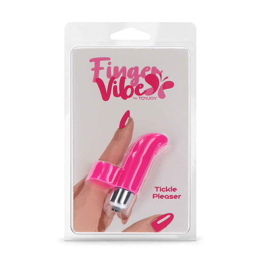 The ToyJoy Tickle Pleaser finger vibe, a small purple silicone vibrator for pleasure.