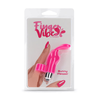 ToyJoy Bunny Pleaser finger vibe in pink, a smooth silicone vibrator for pleasure.