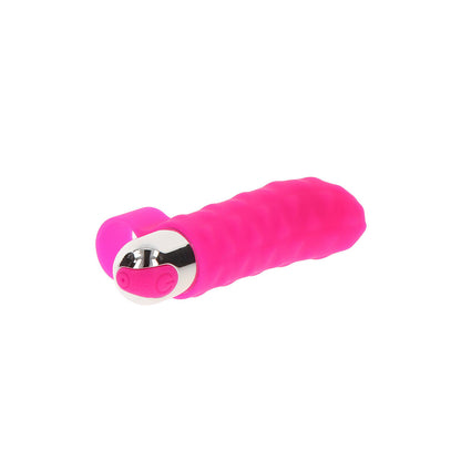 Close-up of a lilac ToyJoy finger vibe. It's small, rechargeable and looks ever so fun!