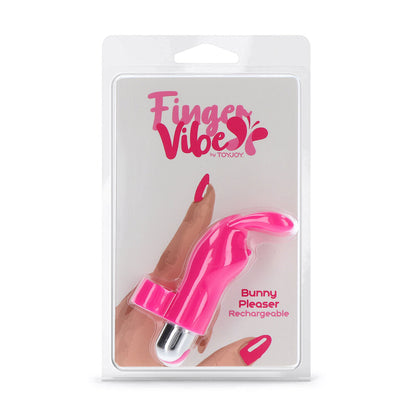 ToyJoy Bunny Pleaser finger vibe in pink silicone, a delightful rechargeable pleasure toy.