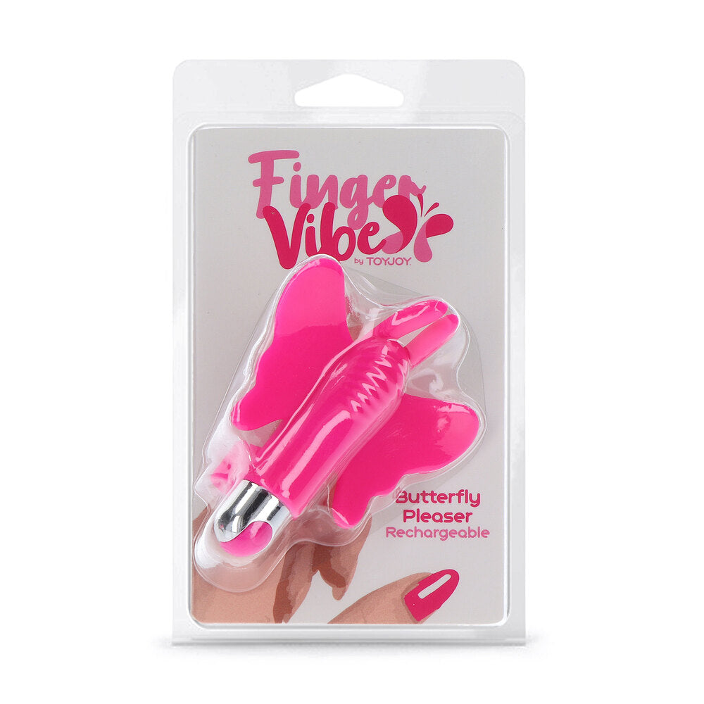 Butterfly-shaped finger vibe in a vibrant purple, rechargeable for delightful personal pleasure.
