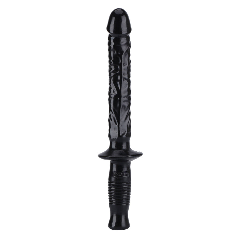 Black, lifelike penis dildo by Toy Joy, fourteen and a half inches for solo pleasure.