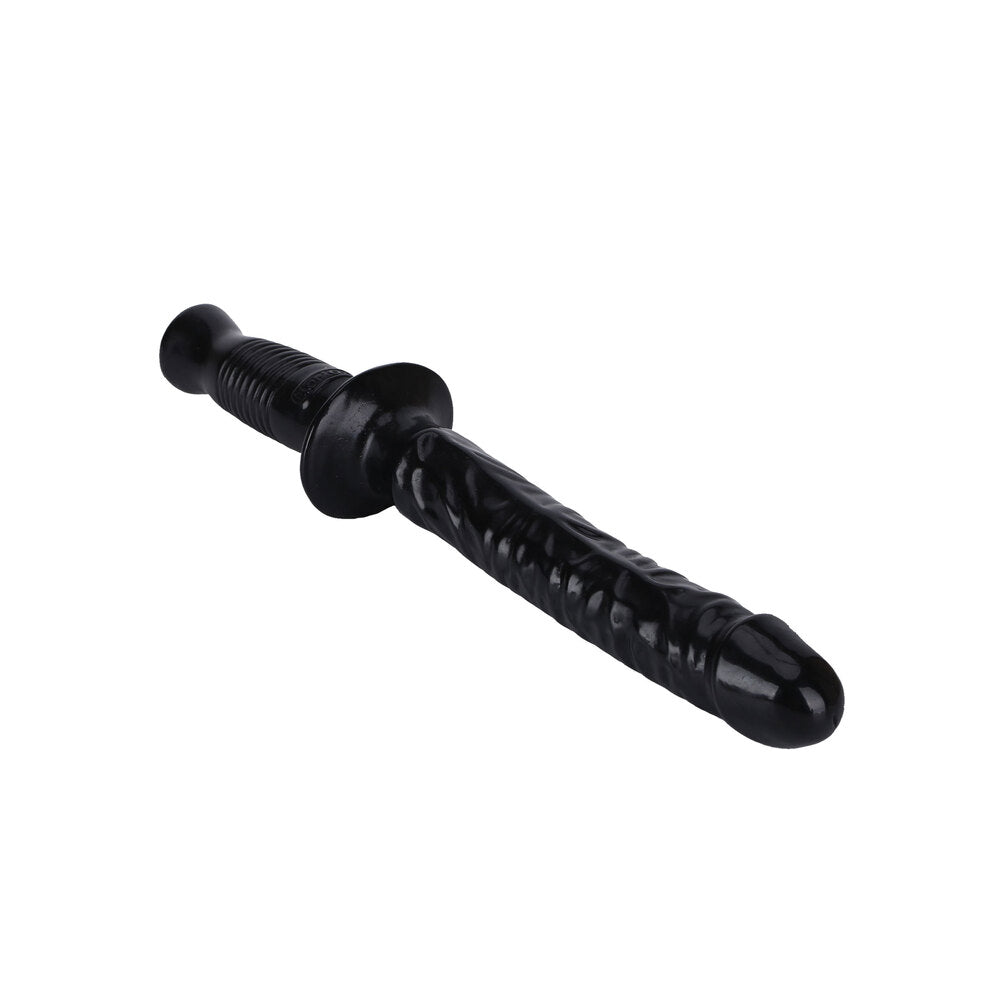Black, 14.5 inch 'the manhandler' dildo, a realistic penis toy from toy joy.