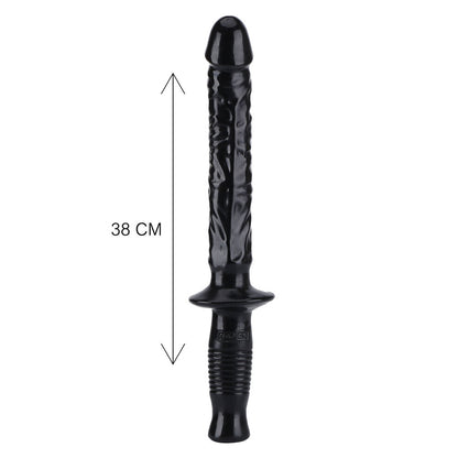 Black, realistic penis dildo, 14.5 inches long, from toy joy sex toys.