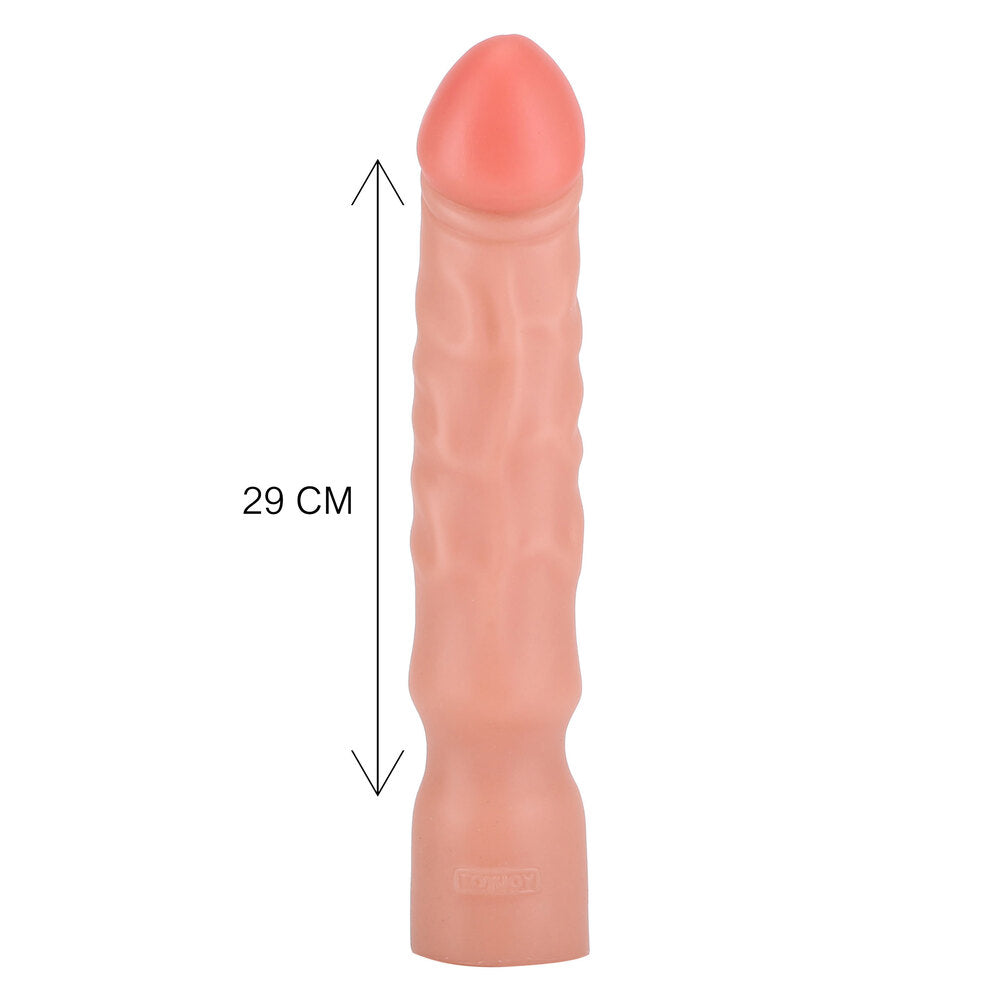 Generous 12-inch penis-shaped dildo, realistic details, and smooth finish for pleasurable use.