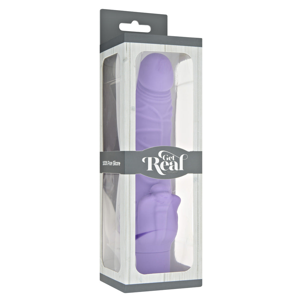 Purple, realistic, classic stim vibrator, for enhanced pleasure and intimate exploration; a delightful sex toy.
