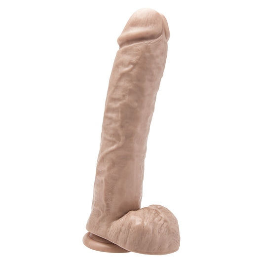 Flesh pink, eleven-inch 'get real' dong with testicles from toy joy sex toys.