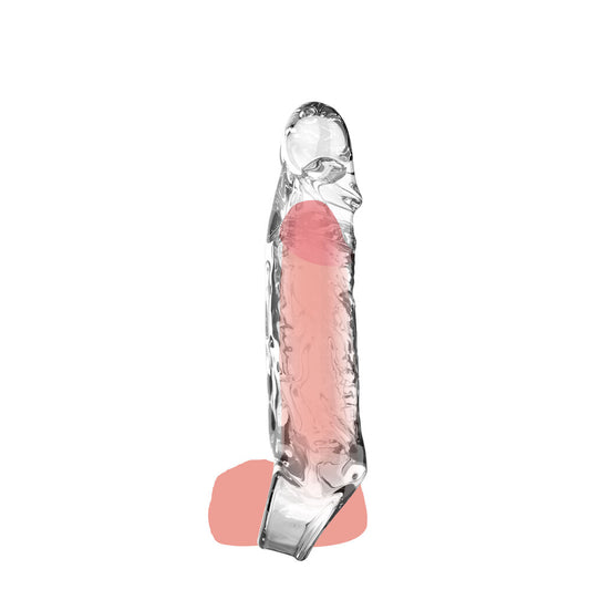 ToyJoy Get Real medium penis extension sleeve, realistic textured flesh tone silicone.