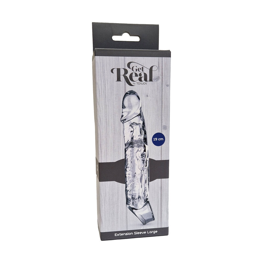 Large, realistic-looking penis extension sleeve from Toy Joy Sex Toys, in a fleshy tone.