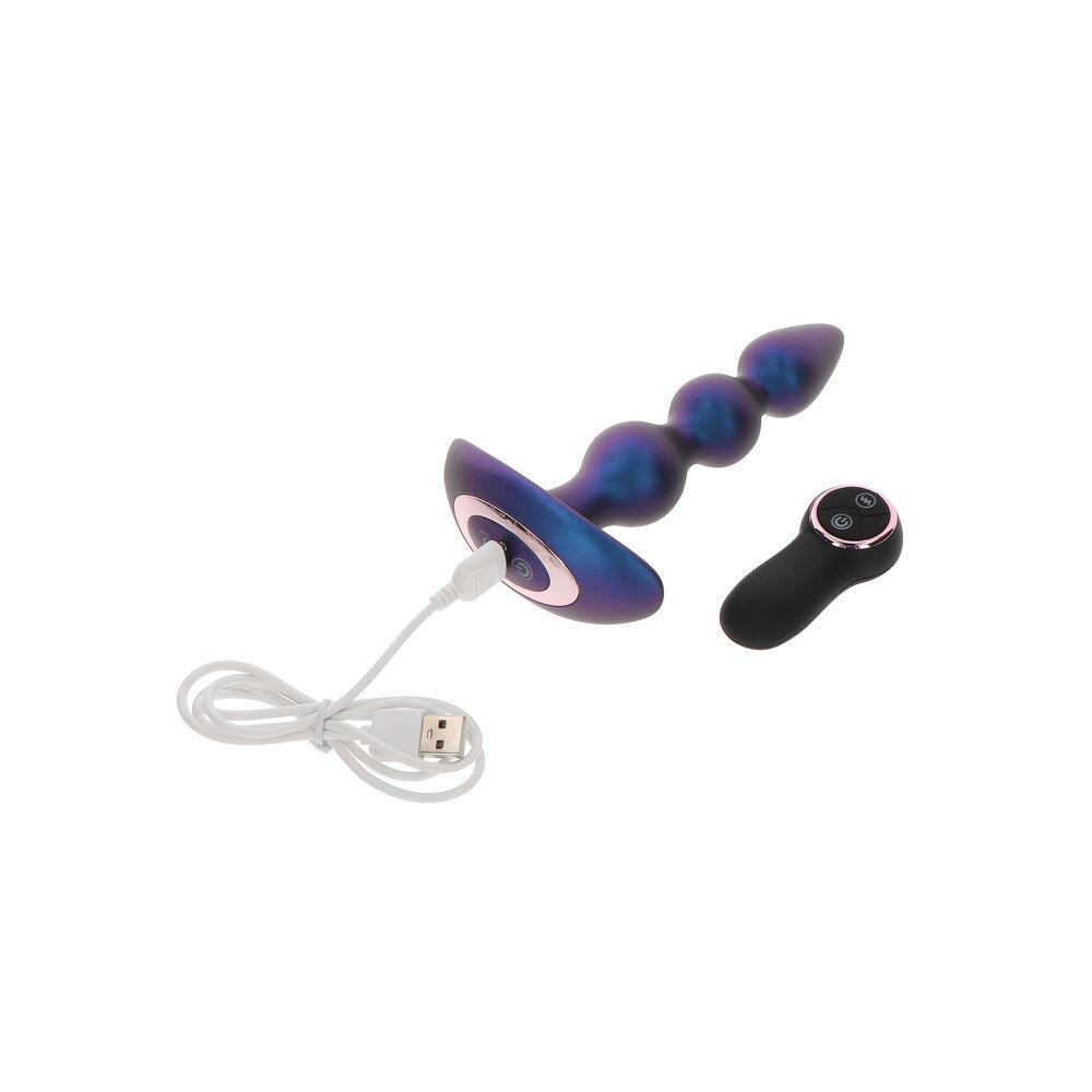 Vibrating black buttplug from toy joy sex toys with a glossy, bulbous design.