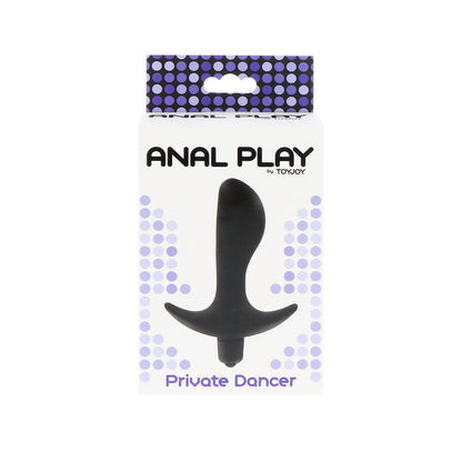 Black vibrating butt plug for anal play, part of the private dancer collection.