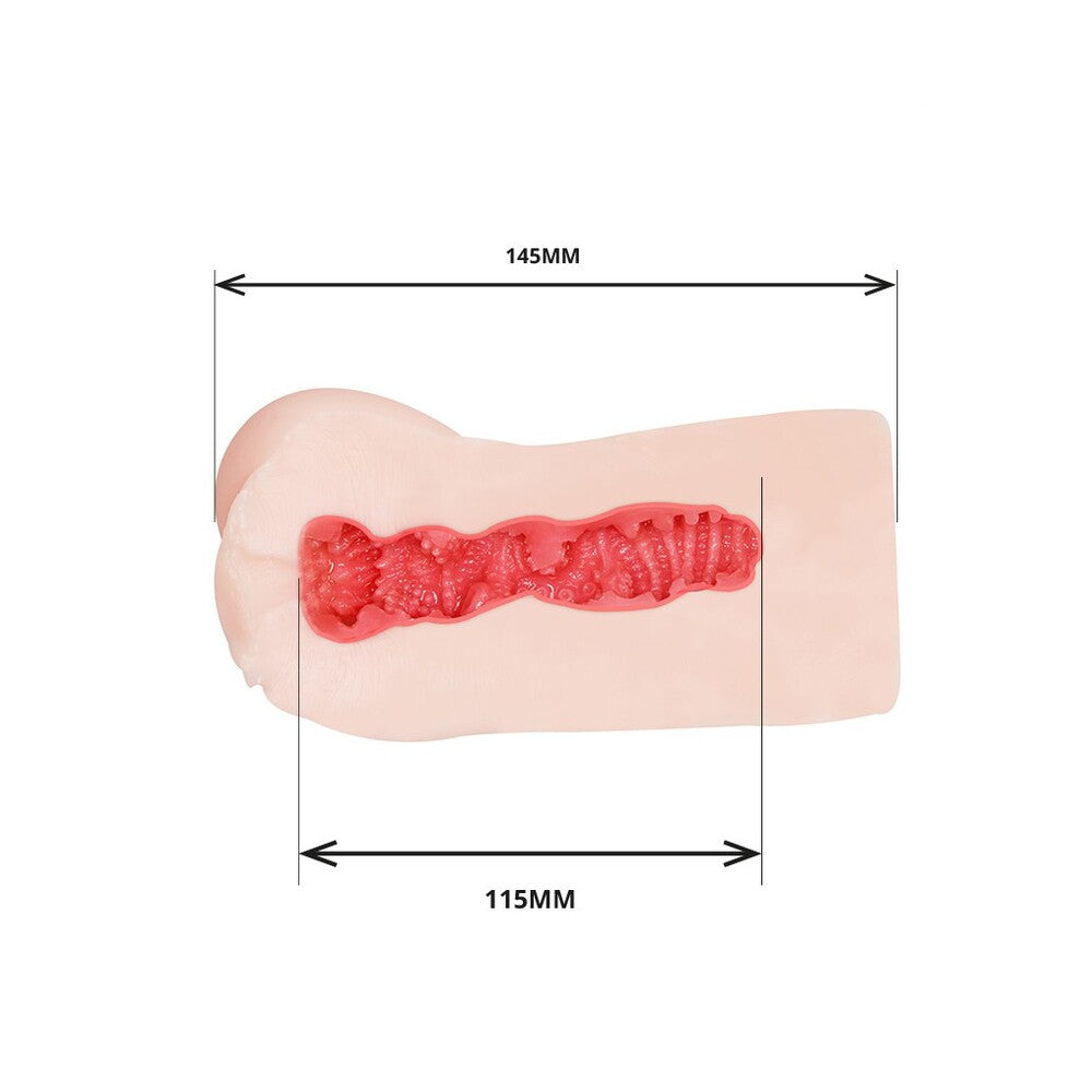 Tamashii squeezing ranch masturbator from Various Toy Brands, textured for pleasure, flesh coloured.