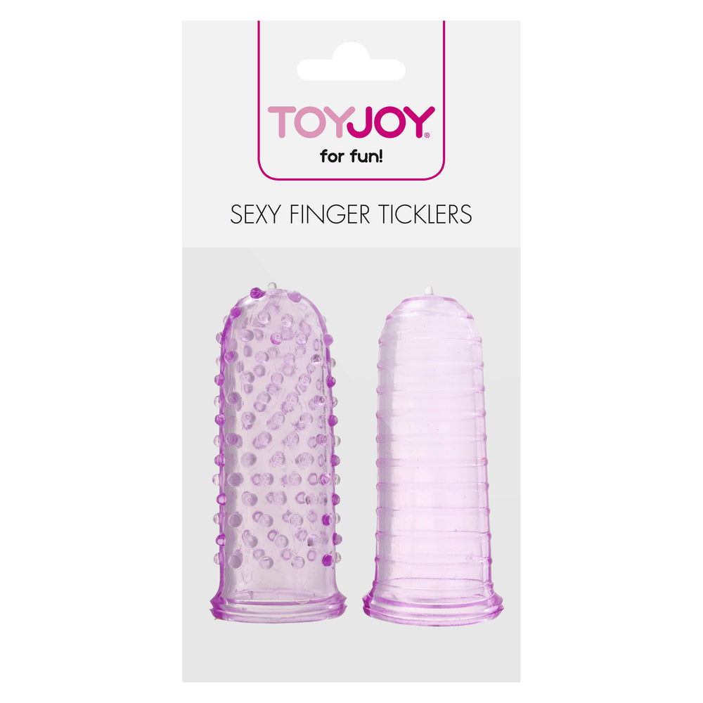 Purple finger tickler from Toy Joy, a small vibrator for clitoral stimulation.