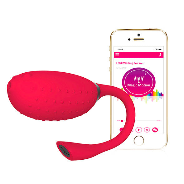 Close-up of a red, remote-controlled clitoral vibrator from Various Toy Brands, showcasing its sleek design.
