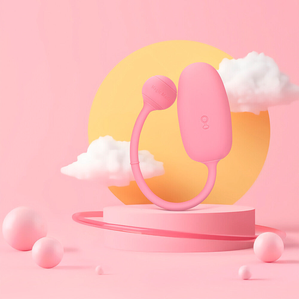 magic motion kegel coach smart ball; a smooth, light pink exercise ball.