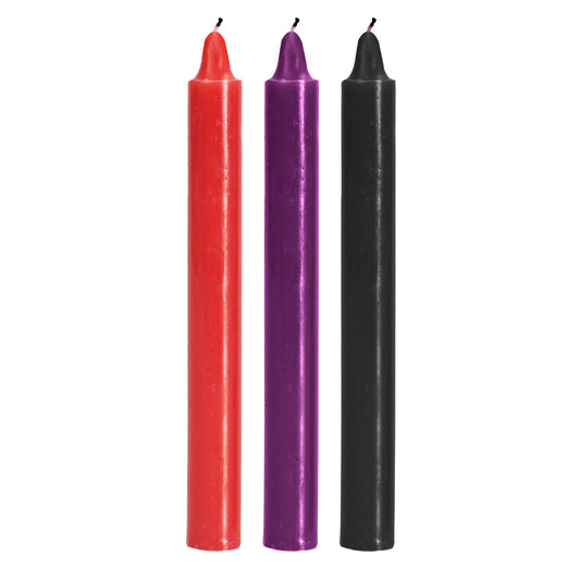 toyjoy japanese drip candles in red and cream; for playful bath and massage sessions.