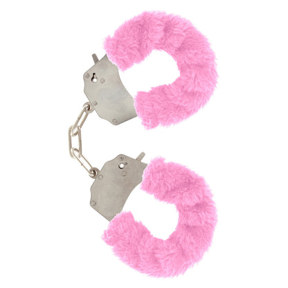 Pink furry wrist cuffs from toyjoy for a playful bit of fun restraint.