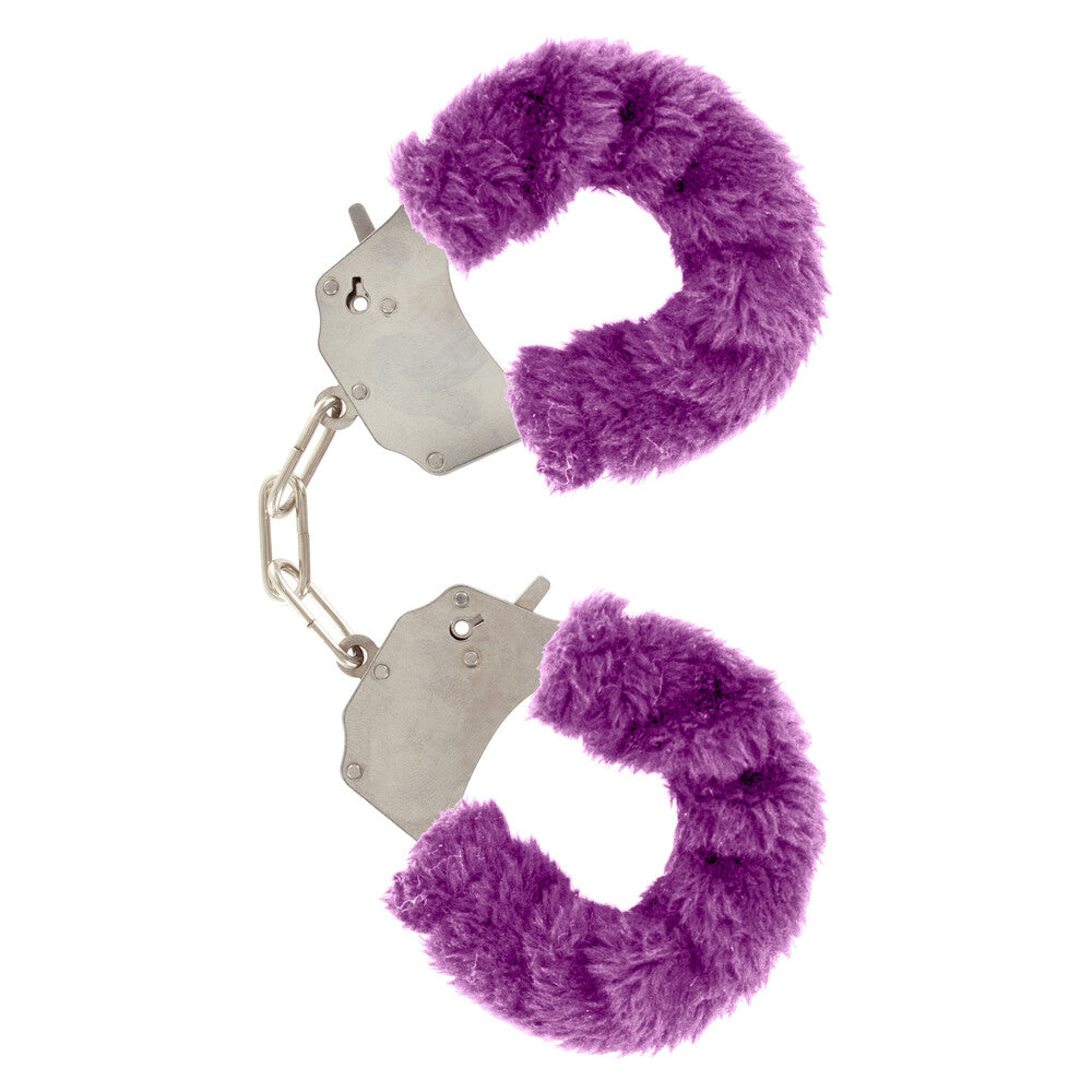 ToyJoy furry wrist cuffs in purple, soft and fun for playful restraint.