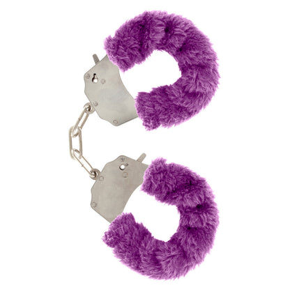 ToyJoy furry wrist cuffs in purple, soft and fun for playful restraint.